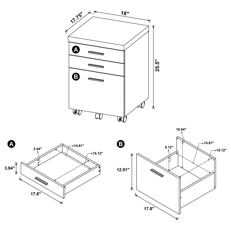 (image for) Skylar L-Shape Desk with Mobile File Cabinet Cappuccino