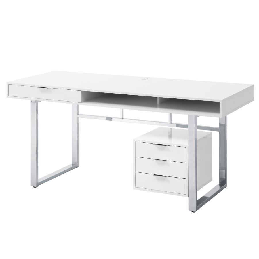 (image for) Whitman 65-inch 4-drawer Computer Desk White High Gloss