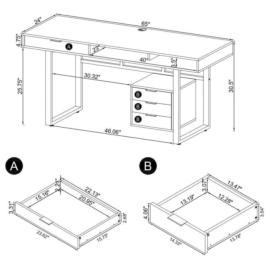 (image for) Whitman 65-inch 4-drawer Computer Desk White High Gloss