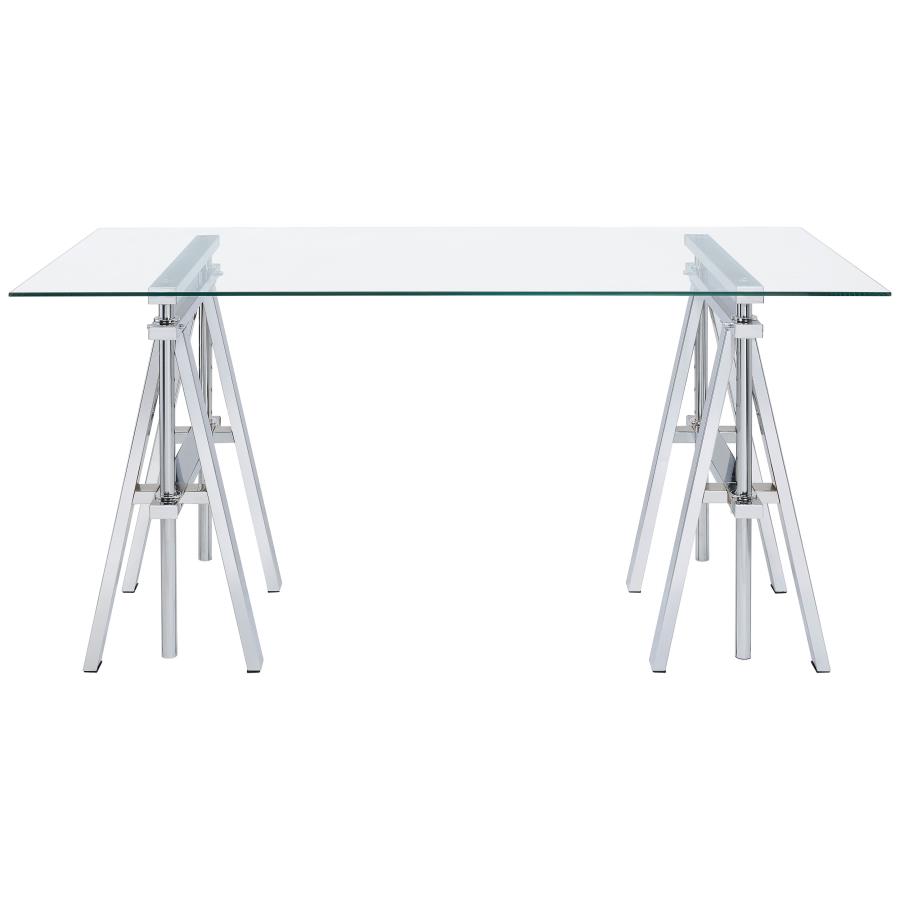 Statham 60-inch Glass Top Adjustable Standing Desk Chrome