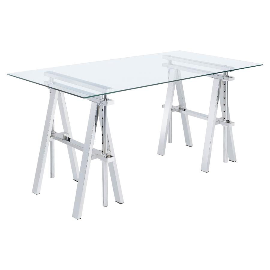 Statham 60-inch Glass Top Adjustable Standing Desk Chrome