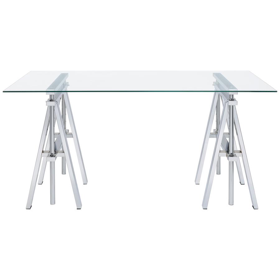 Statham 60-inch Glass Top Adjustable Standing Desk Chrome