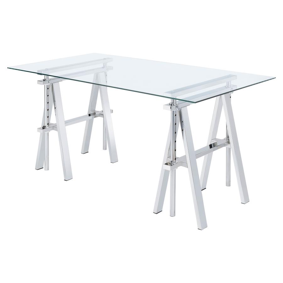 Statham 60-inch Glass Top Adjustable Standing Desk Chrome