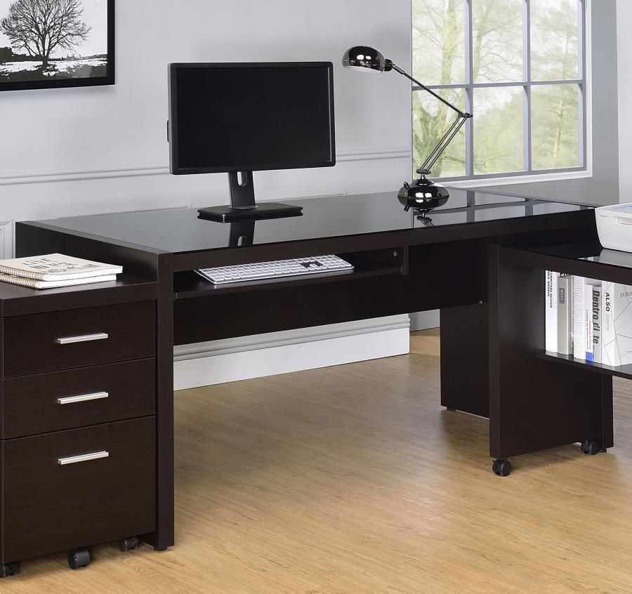 (image for) Skeena 60-inch Computer Desk with Keyboard Drawer Cappuccino