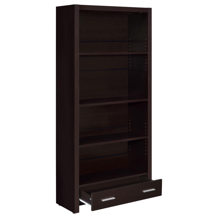 (image for) Skylar 71-inch 5-shelf Bookcase with Drawer Cappuccino