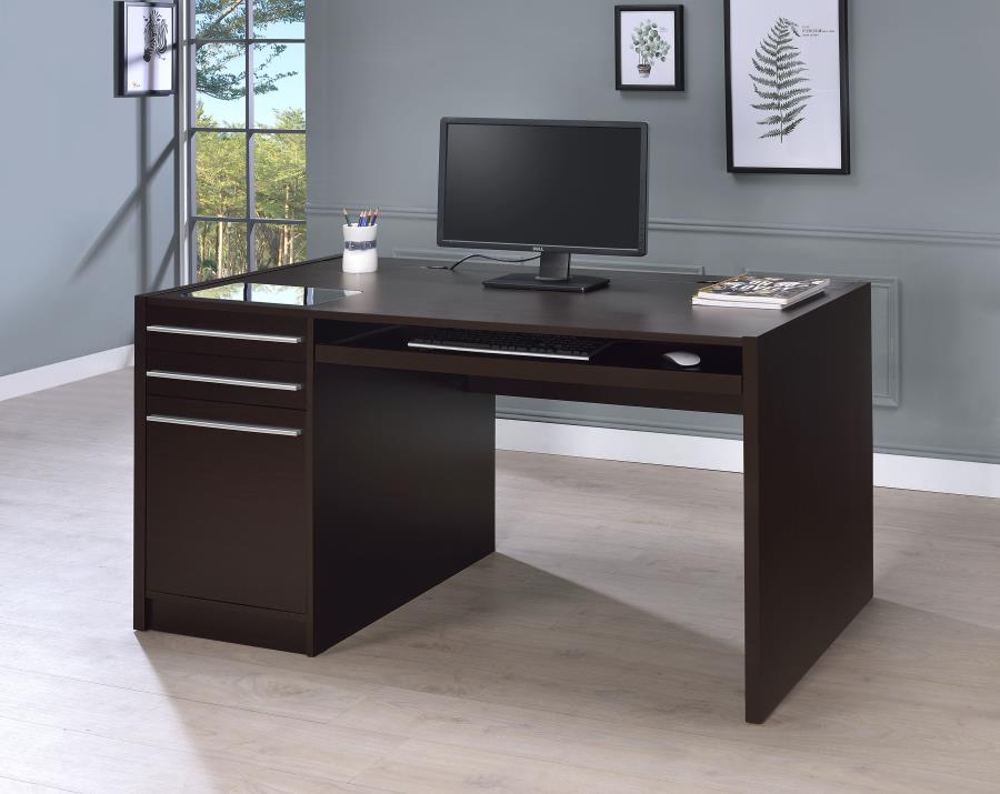 (image for) Halston 60-inch 3-drawer Office Computer Desk Cappuccino