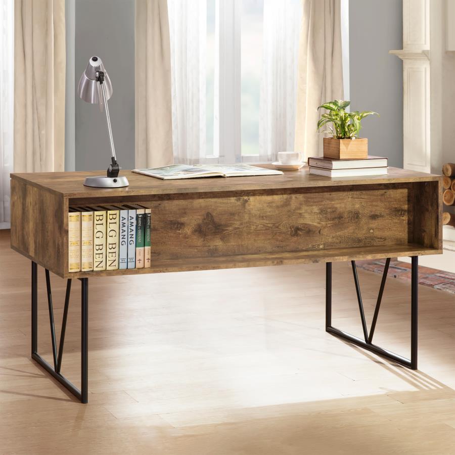 (image for) Analiese 63-inch 4-drawer Writing Desk Rustic Nutmeg