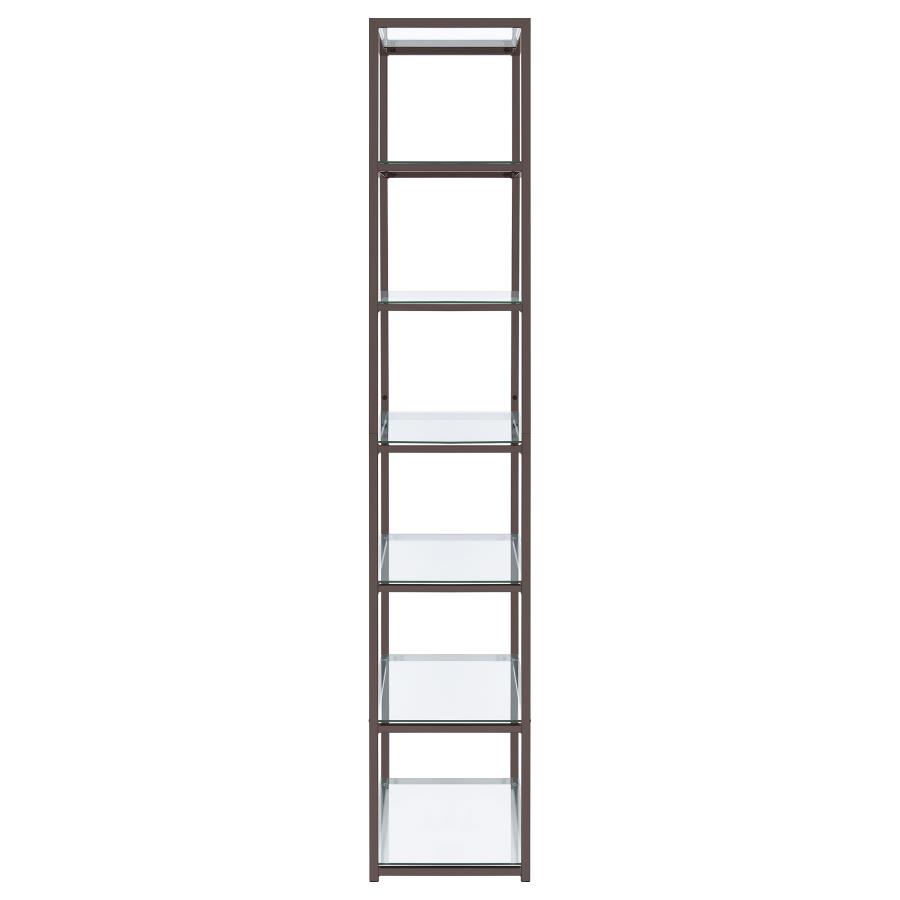 (image for) Kate 78-inch 5-shelf Glass Bookshelf Black Nickel