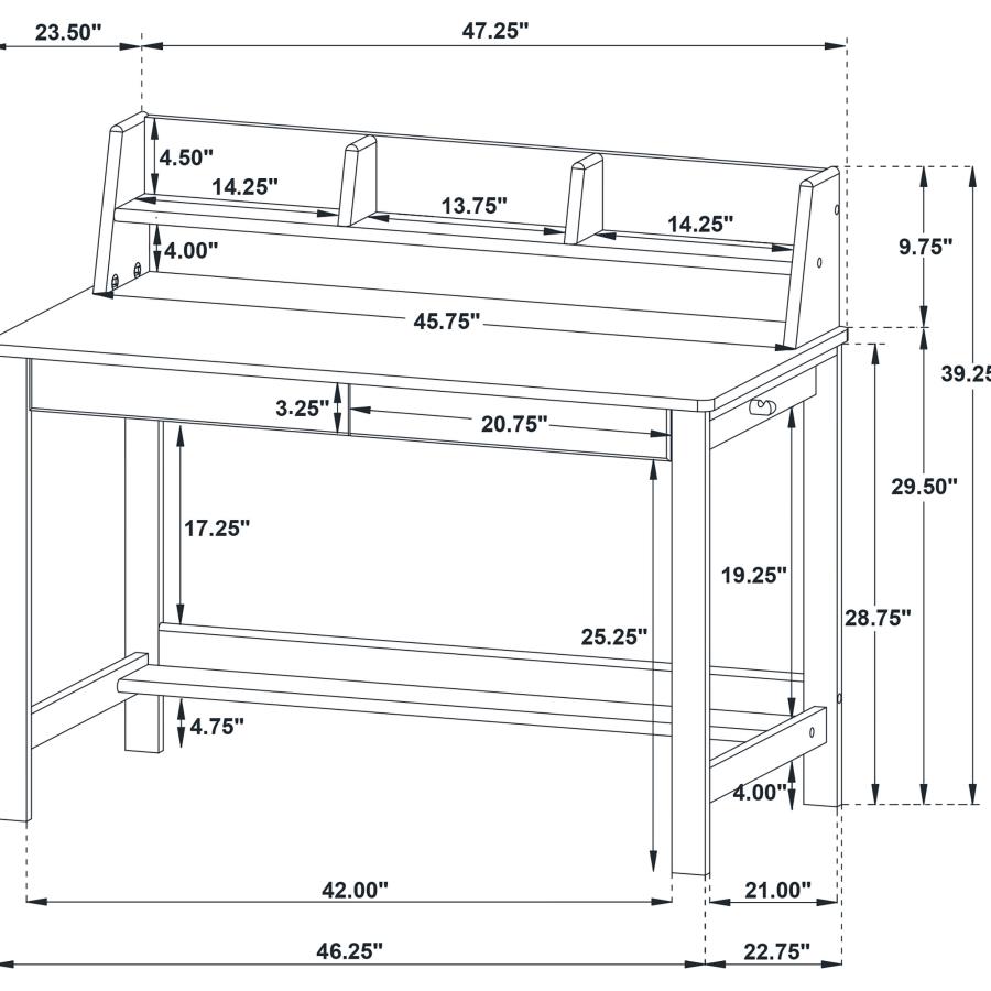 Modal Additional Images for Besler 47-inch SmartTop Writing Desk with Shelf Cement and Natural