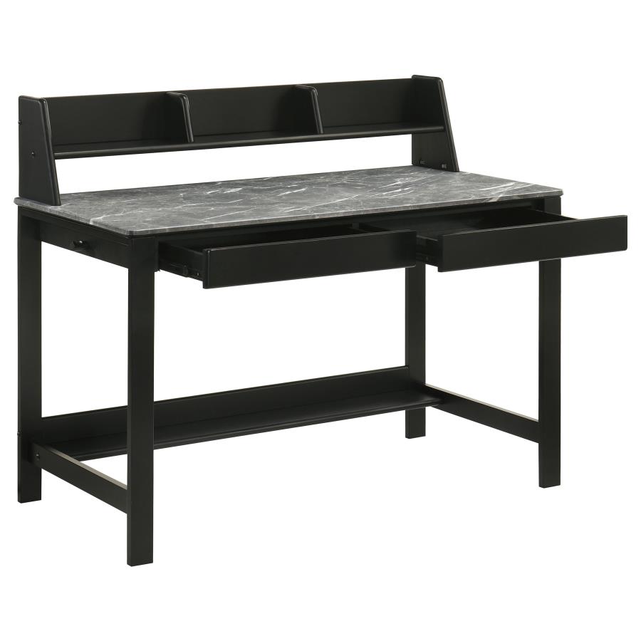 Besler 47-inch SmartTop Writing Desk with Shelf Grey Stone and Black