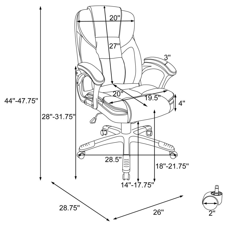 (image for) Kaffir Upholstered Adjustable Home Office Desk Chair White