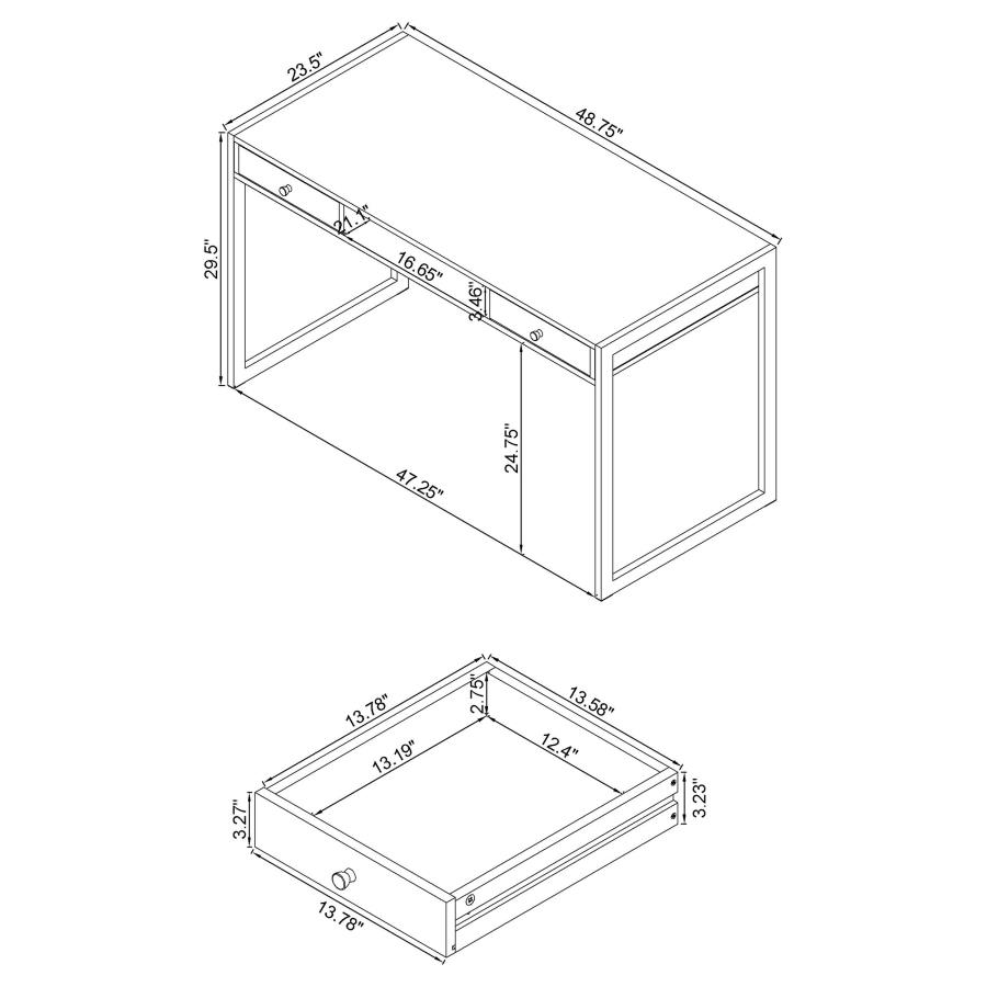 (image for) Wallice 49-inch 2-drawer Writing Desk Weathered Grey