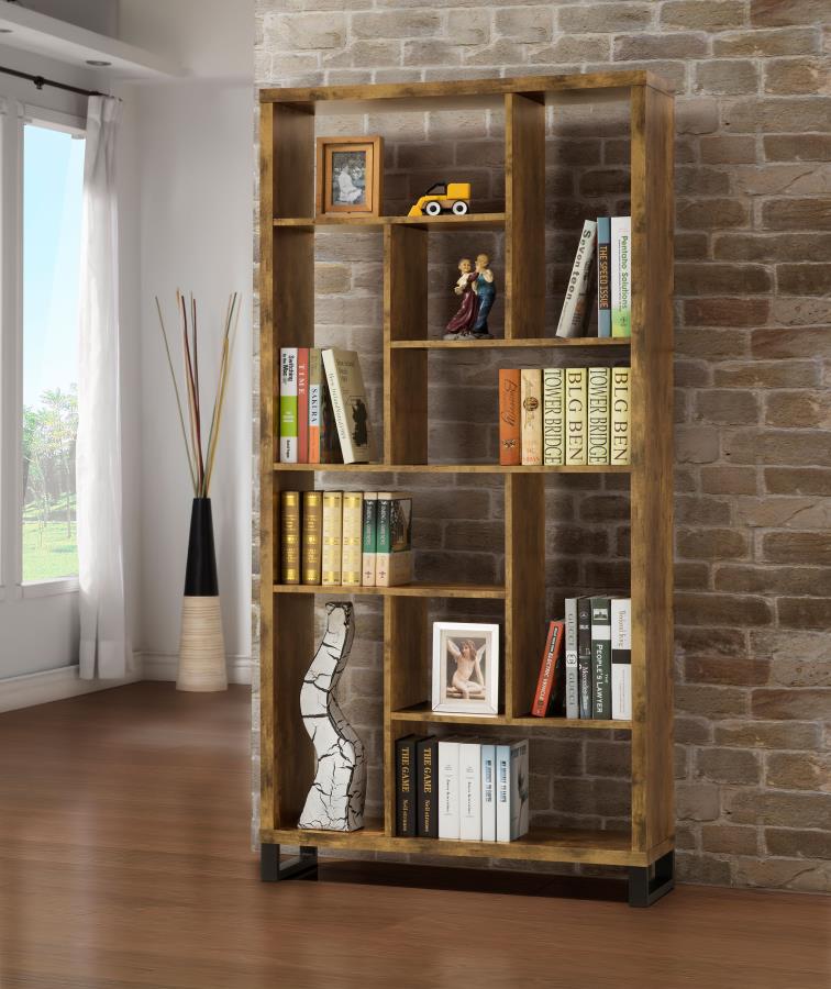 (image for) Delwin 71-inch 6-shelf Bookshelf Rustic Nutmeg