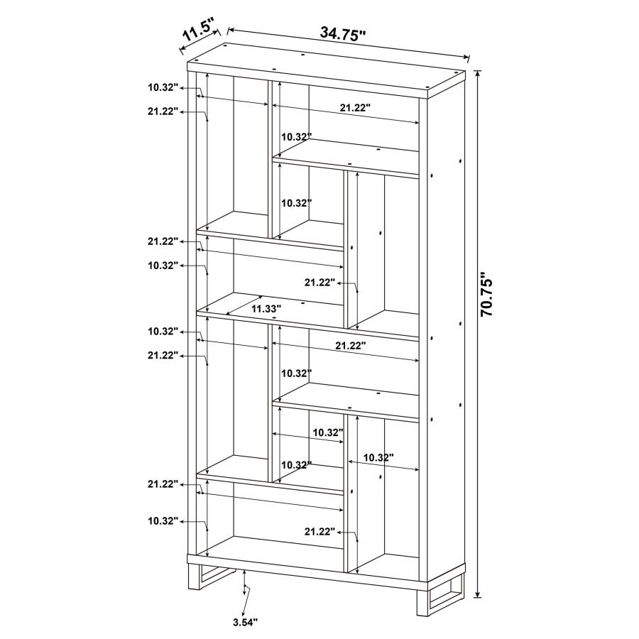 (image for) Delwin 71-inch 6-shelf Bookshelf Rustic Nutmeg