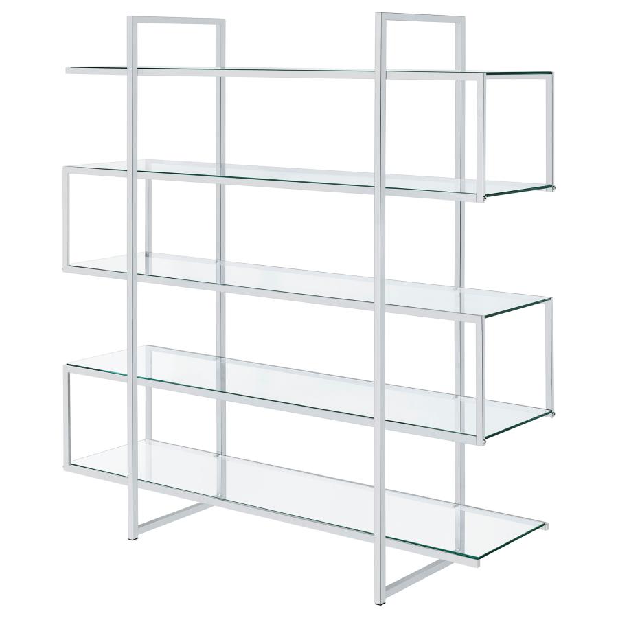 (image for) Elmer 63-inch 5-shelf Bookshelf Clear and Chrome