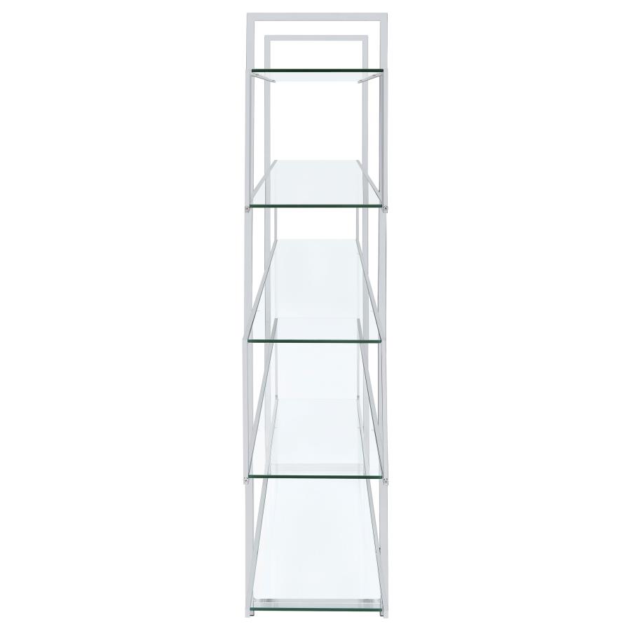 (image for) Elmer 63-inch 5-shelf Bookshelf Clear and Chrome