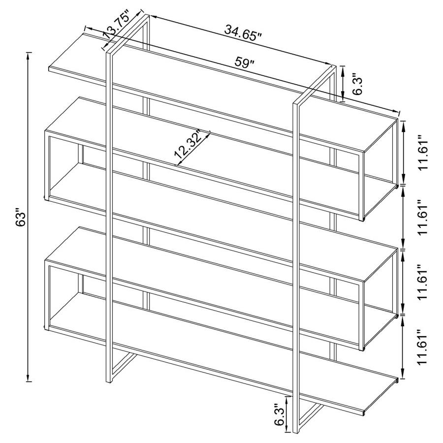 (image for) Elmer 63-inch 5-shelf Bookshelf Clear and Chrome