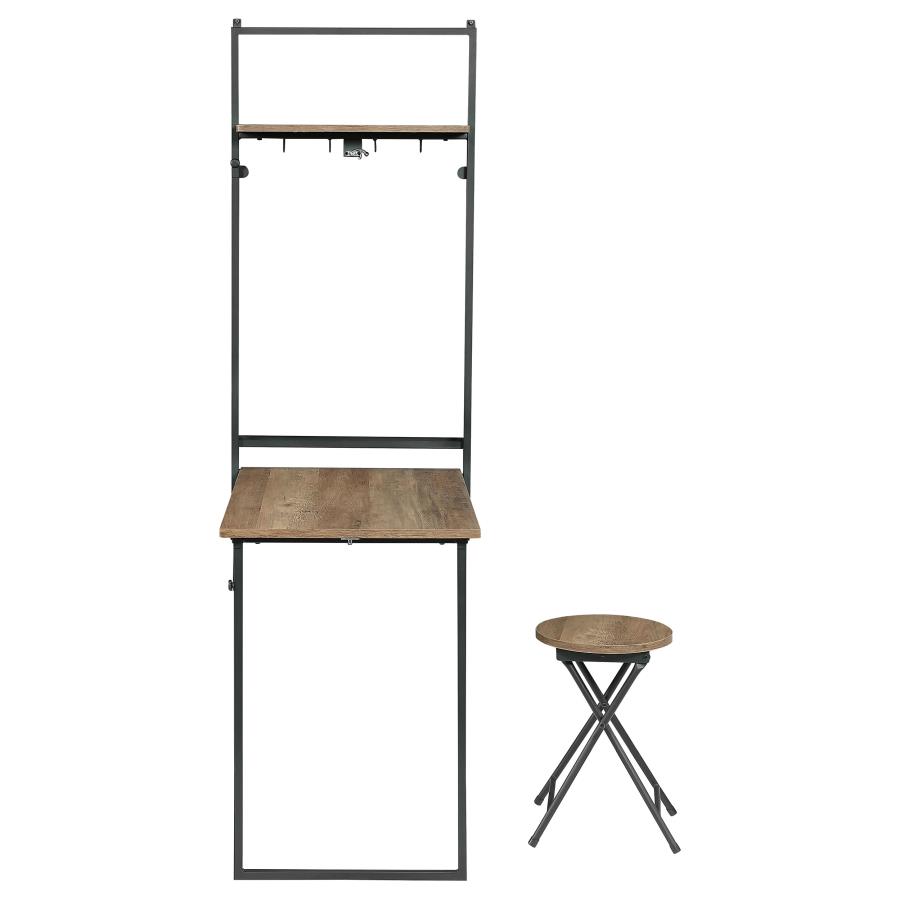 (image for) Riley Foldable Whiteboard Wall Desk with Stool Rustic Oak