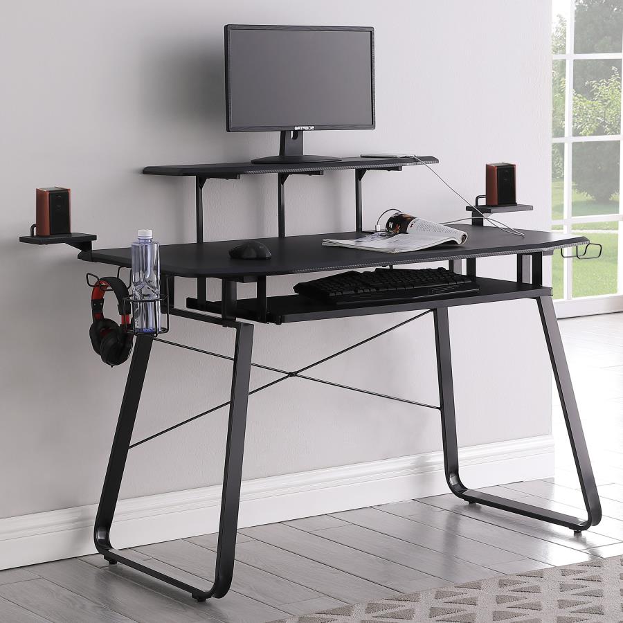 (image for) Alfie 59-inch Computer Gaming Desk with USB Ports Black