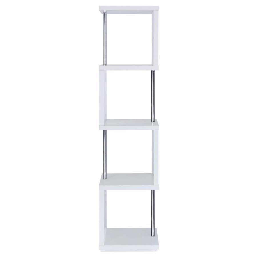 (image for) Baxter 67-inch 4-shelf Bookshelf White and Chrome