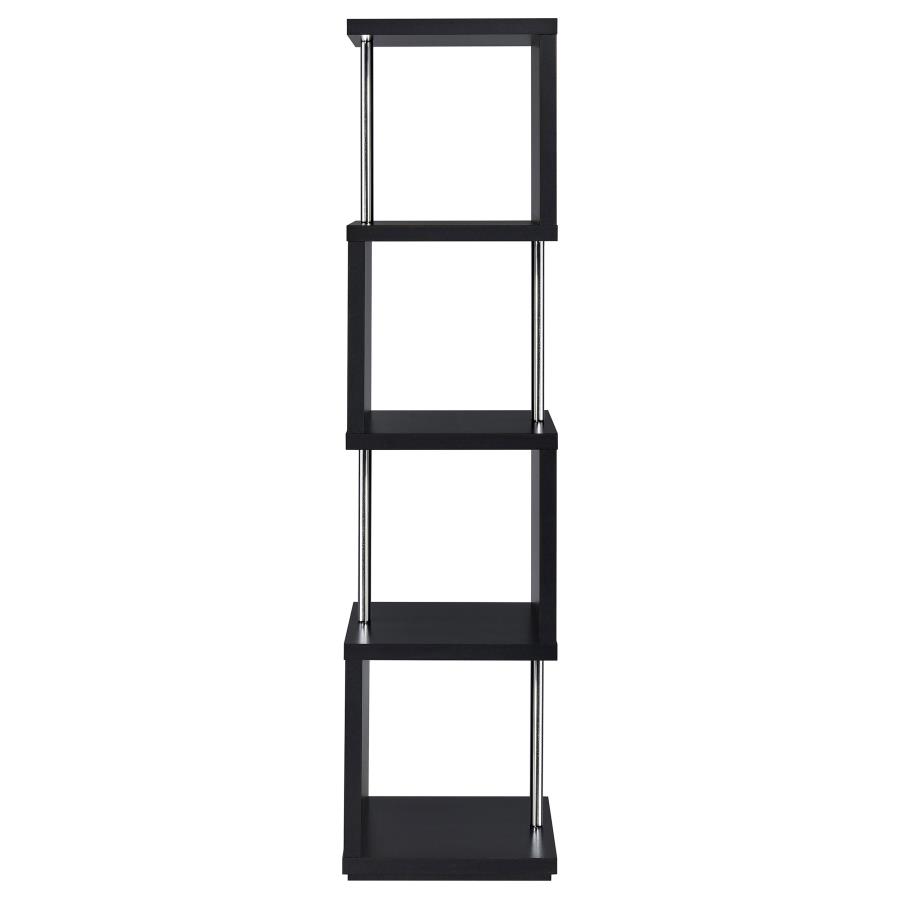 (image for) Baxter 67-inch 4-shelf Bookshelf Black and Chrome