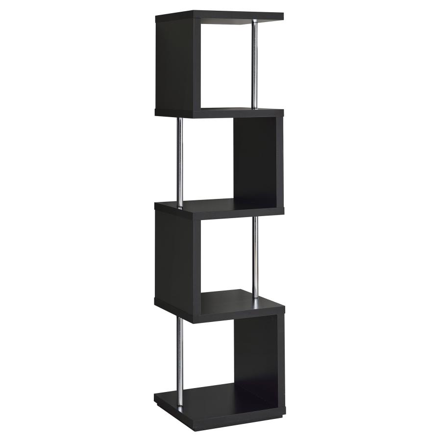 (image for) Baxter 67-inch 4-shelf Bookshelf Black and Chrome