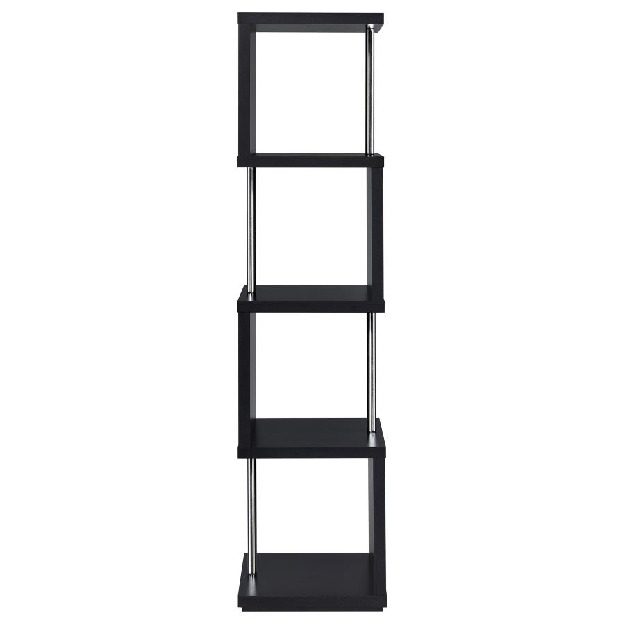 (image for) Baxter 67-inch 4-shelf Bookshelf Black and Chrome