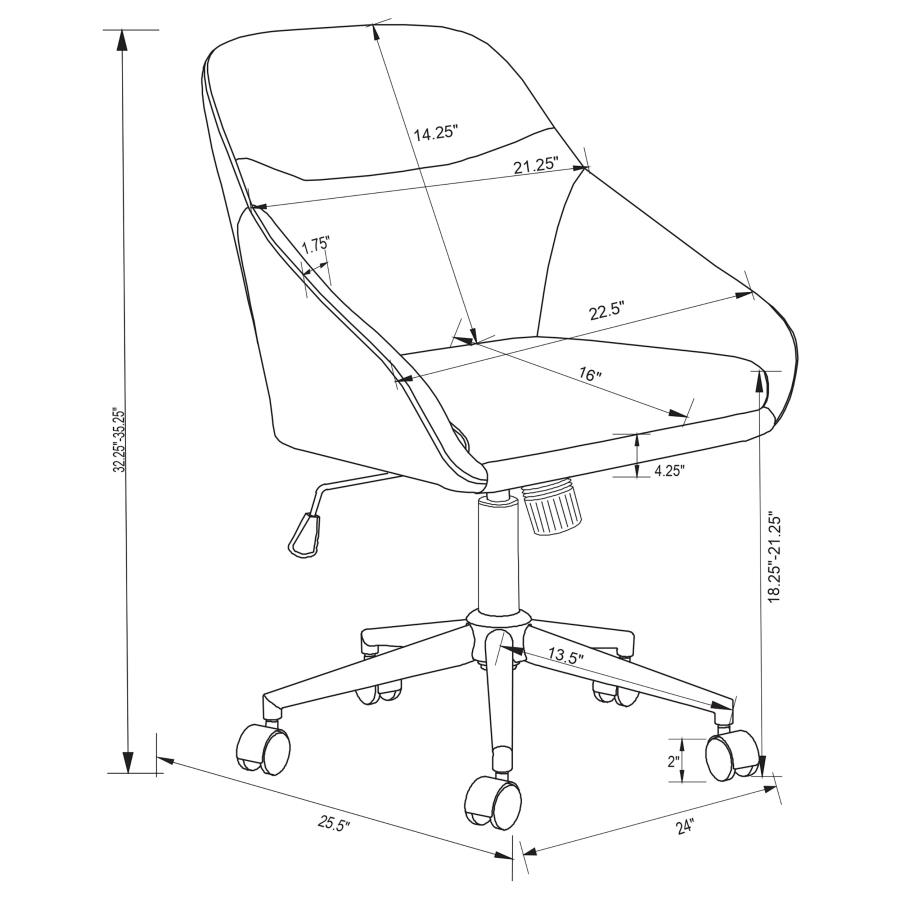 (image for) Jackman Upholstered Adjustable Home Office Desk Chair Grey