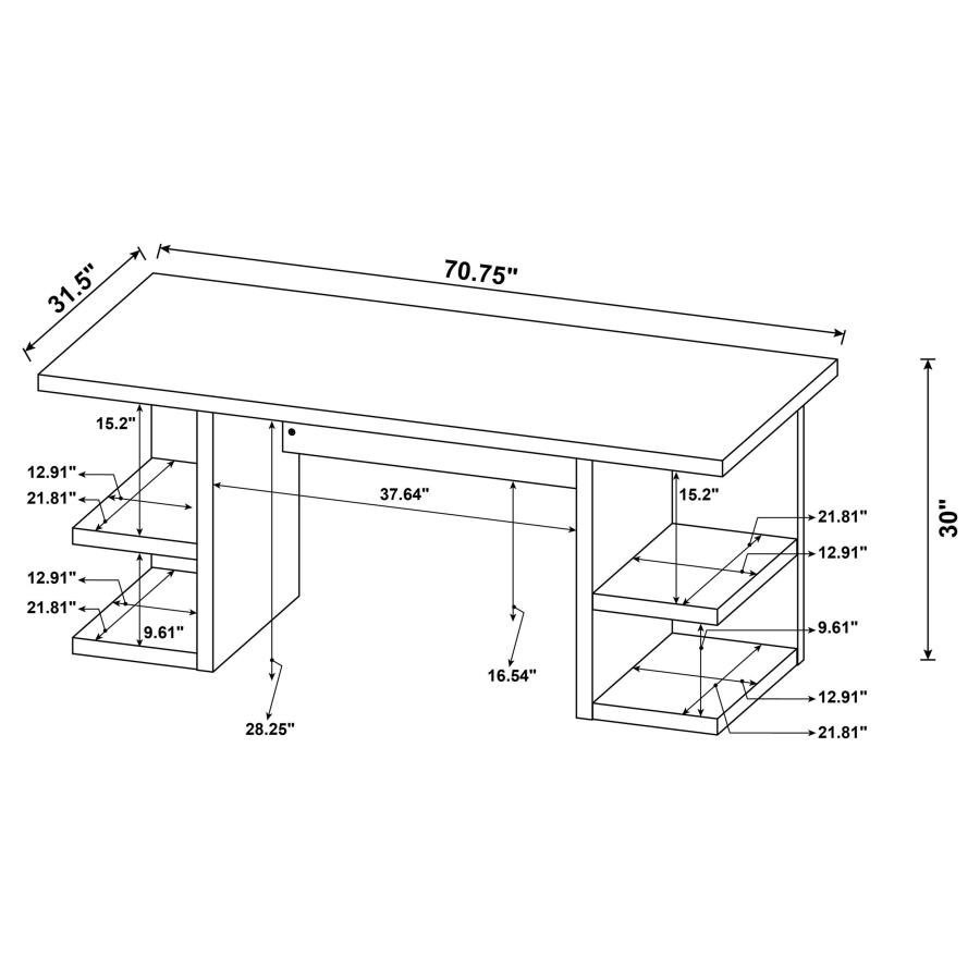 (image for) Alice 71-inch 4-shelf Engineered Wood Writing Desk White