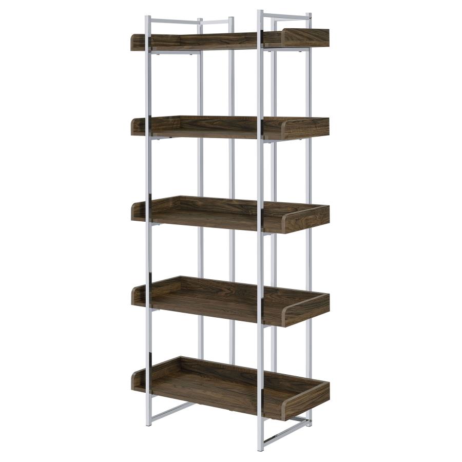 (image for) Angelica 70-inch 5-shelf Bookshelf Walnut and Chrome