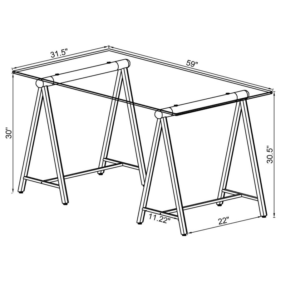 (image for) Patton 59-inch Glass Top Word Cloud Writing Desk Nickel