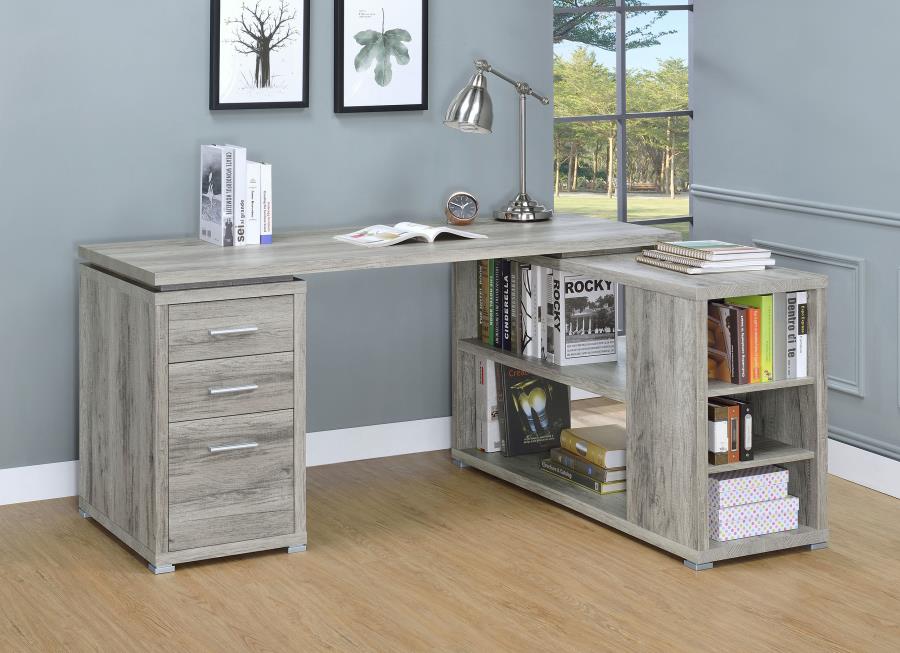 (image for) Yvette 60-inch 3-drawer L-Shape Computer Desk Grey Driftwood