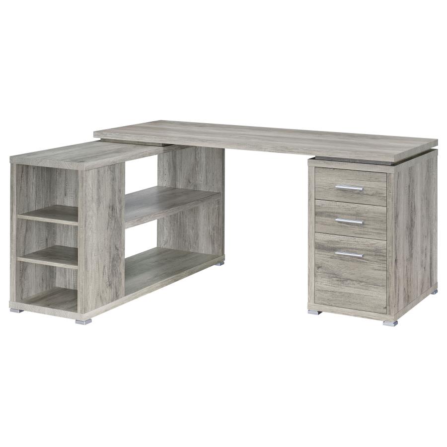 (image for) Yvette 60-inch 3-drawer L-Shape Computer Desk Grey Driftwood