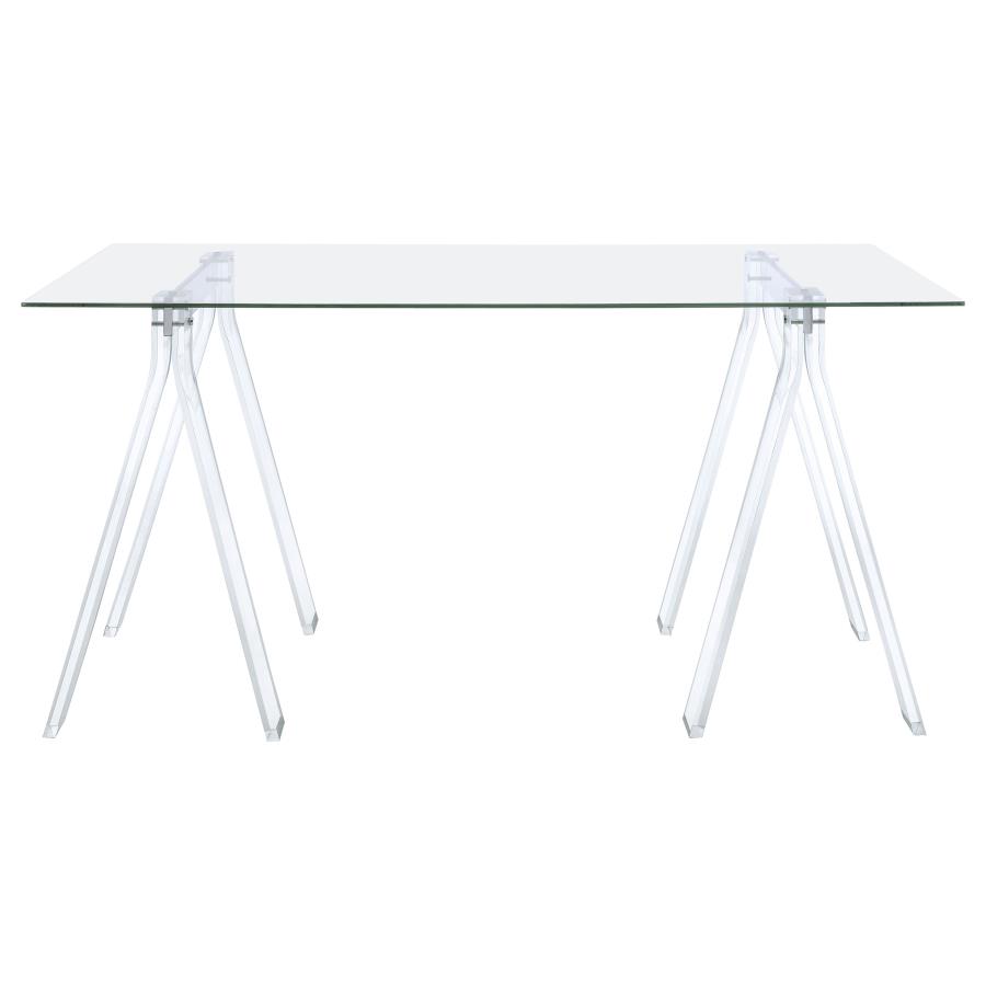 (image for) Amaturo 59-inch Glass Top Acrylic Writing Desk Clear