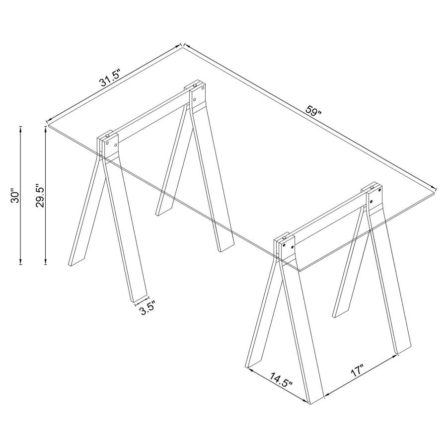 (image for) Amaturo 59-inch Glass Top Acrylic Writing Desk Clear