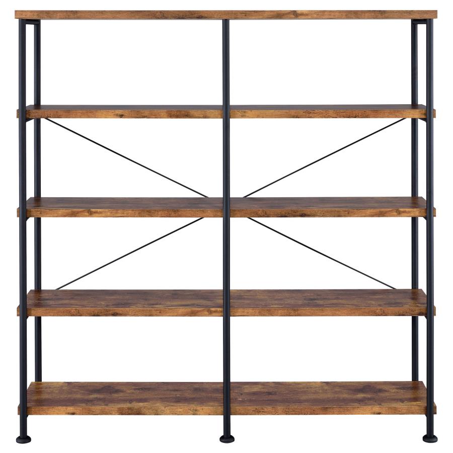 (image for) Analiese 63-inch 4-shelf Double Bookshelf Rustic Nutmeg