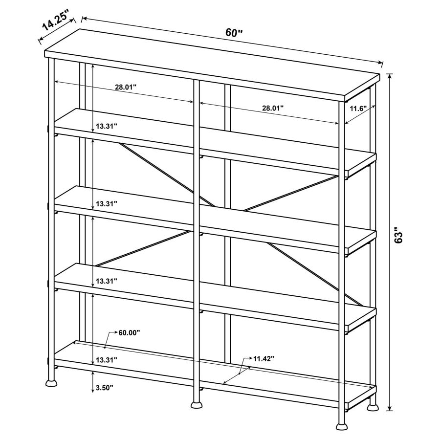 (image for) Analiese 63-inch 4-shelf Double Bookshelf Rustic Nutmeg