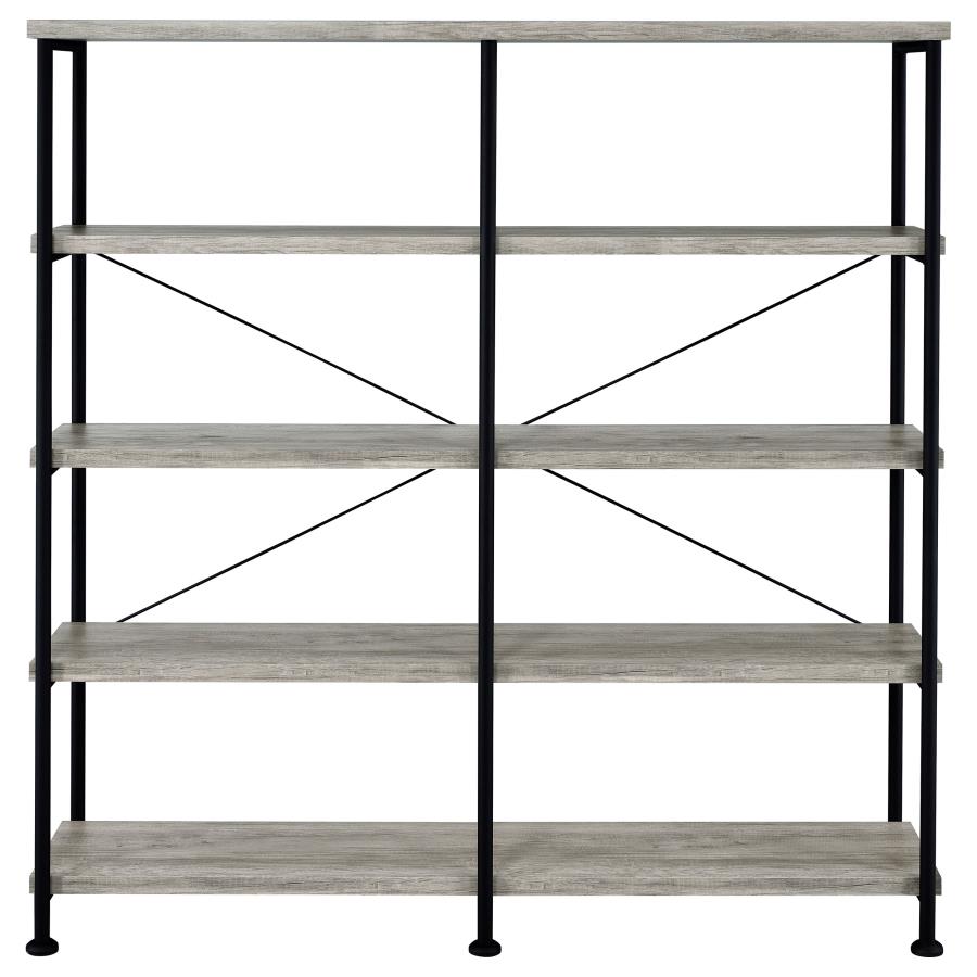 (image for) Analiese 63-inch 4-shelf Double Bookshelf Grey Driftwood