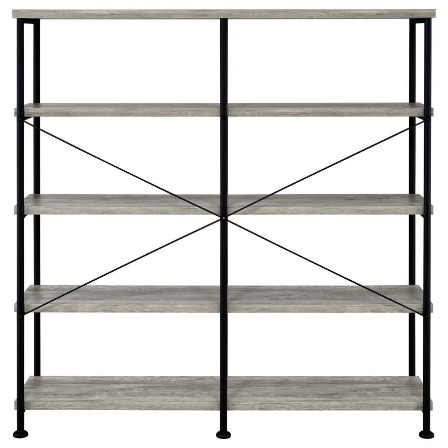 (image for) Analiese 63-inch 4-shelf Double Bookshelf Grey Driftwood