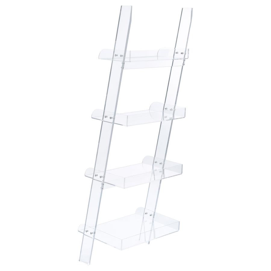 (image for) Amaturo 72-inch 4-shelf Acrylic Ladder Bookshelf Clear