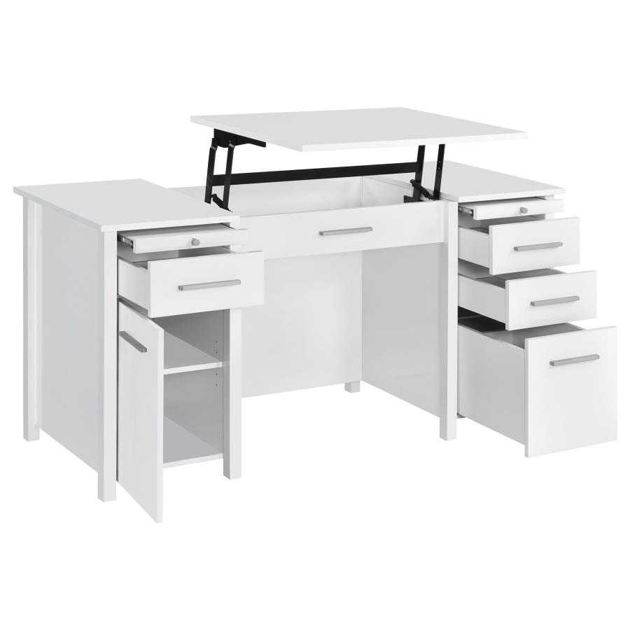 (image for) Dylan 60-inch 4-drawer Lift Top Office Desk White High Gloss