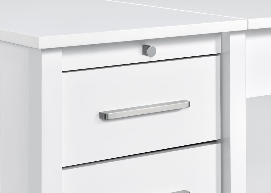 (image for) Dylan 60-inch 4-drawer Lift Top Office Desk White High Gloss