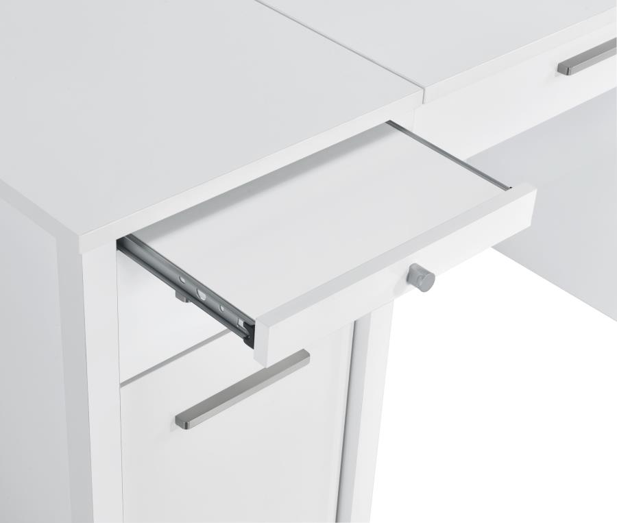 (image for) Dylan 60-inch 4-drawer Lift Top Office Desk White High Gloss