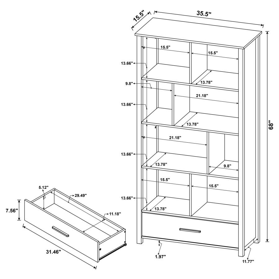 (image for) Dylan 68-inch 4-shelf Storage Bookshelf White High Gloss