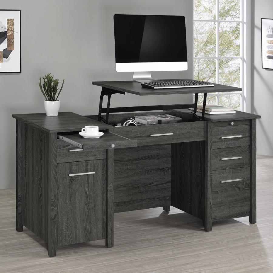 (image for) Dylan 60-inch 4-drawer Lift Top Office Desk Weathered Grey