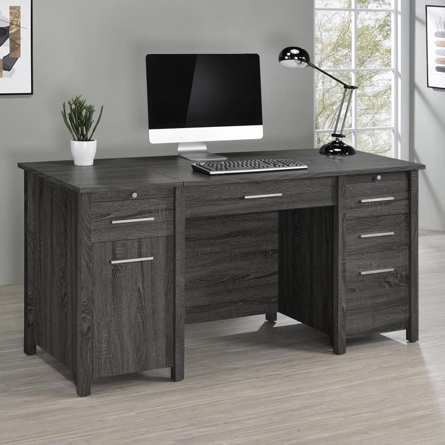 (image for) Dylan 60-inch 4-drawer Lift Top Office Desk Weathered Grey