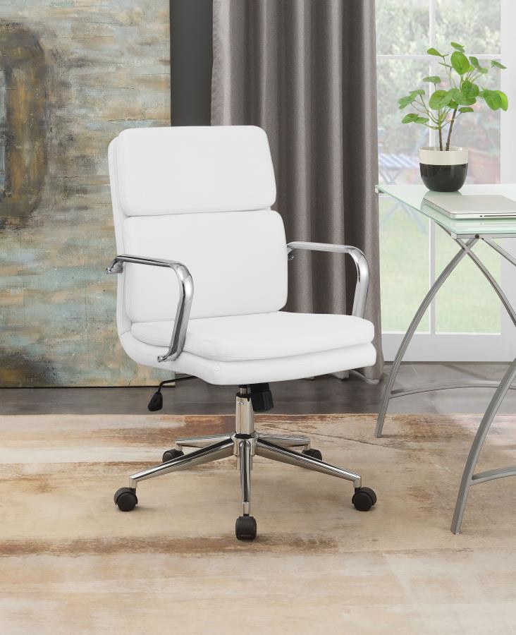 (image for) Ximena Upholstered Adjustable Mid Back Office Chair White