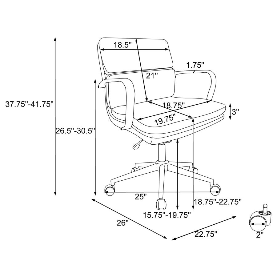 (image for) Ximena Upholstered Adjustable Mid Back Office Chair White