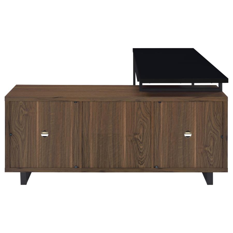 (image for) Maddox 60-inch L-Shape Office Computer Desk Black and Walnut