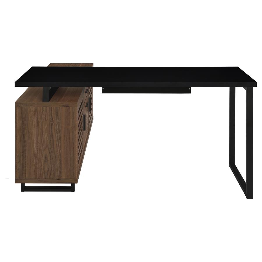 (image for) Maddox 60-inch L-Shape Office Computer Desk Black and Walnut